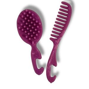 Vintage 80s Barbie Doll Purple Comb & Brush Accessory Set B-1